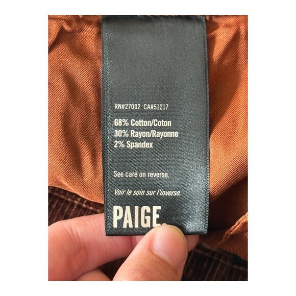 Paige Pants Naomi Seaming Details Double Button bootcut brown size 32 - Picture 7 of 8